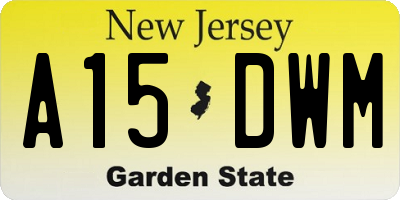 NJ license plate A15DWM
