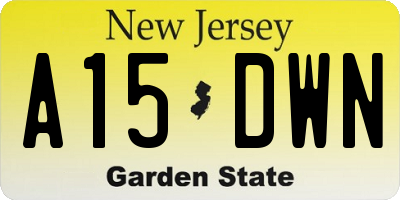 NJ license plate A15DWN