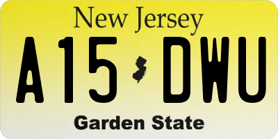 NJ license plate A15DWU