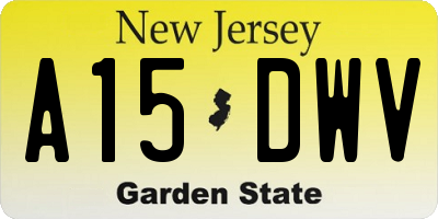 NJ license plate A15DWV