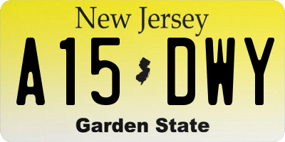NJ license plate A15DWY