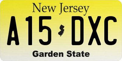 NJ license plate A15DXC