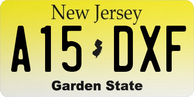 NJ license plate A15DXF