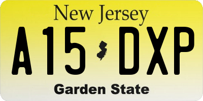 NJ license plate A15DXP