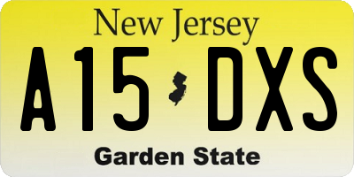 NJ license plate A15DXS