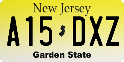 NJ license plate A15DXZ
