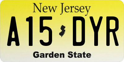 NJ license plate A15DYR