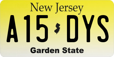 NJ license plate A15DYS