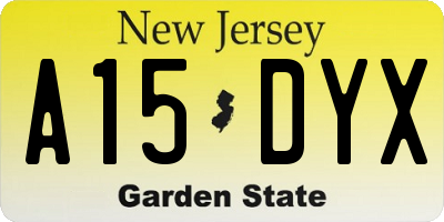 NJ license plate A15DYX