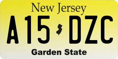 NJ license plate A15DZC