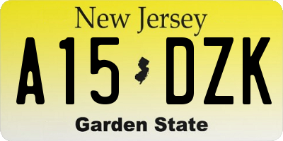 NJ license plate A15DZK