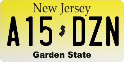 NJ license plate A15DZN