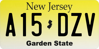 NJ license plate A15DZV