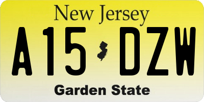 NJ license plate A15DZW
