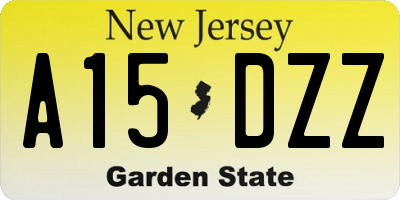 NJ license plate A15DZZ