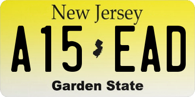 NJ license plate A15EAD
