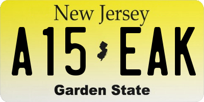 NJ license plate A15EAK