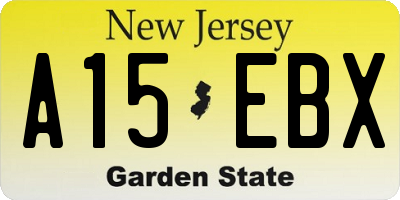 NJ license plate A15EBX