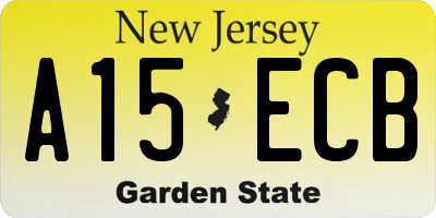 NJ license plate A15ECB