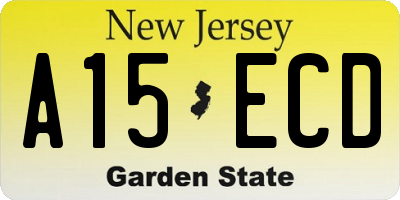 NJ license plate A15ECD