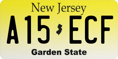 NJ license plate A15ECF