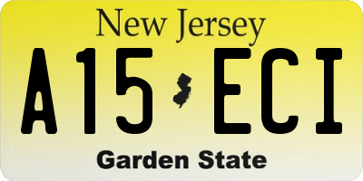 NJ license plate A15ECI