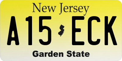 NJ license plate A15ECK