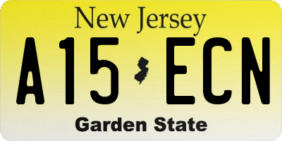 NJ license plate A15ECN