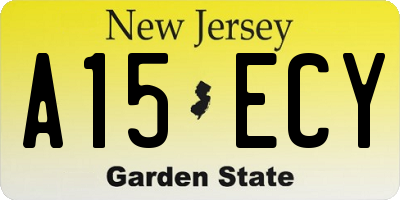 NJ license plate A15ECY