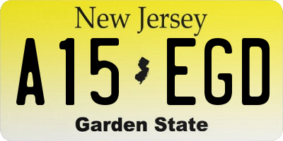 NJ license plate A15EGD