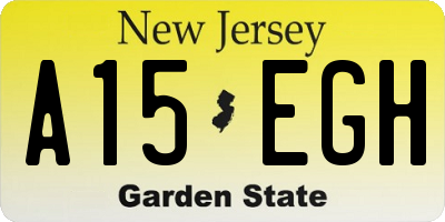 NJ license plate A15EGH