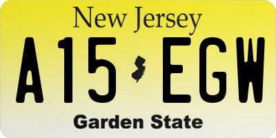 NJ license plate A15EGW