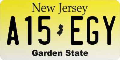 NJ license plate A15EGY