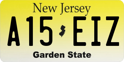 NJ license plate A15EIZ