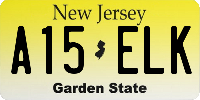 NJ license plate A15ELK