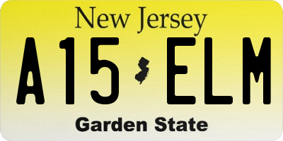 NJ license plate A15ELM
