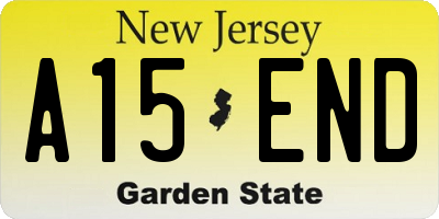 NJ license plate A15END