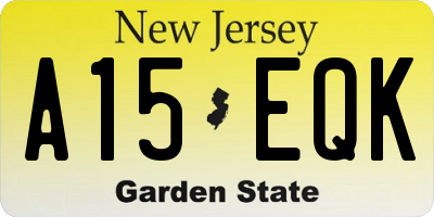 NJ license plate A15EQK