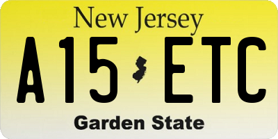 NJ license plate A15ETC