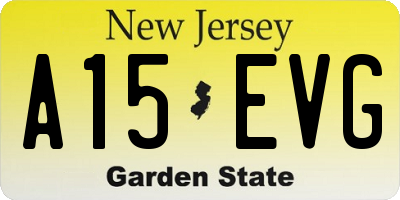 NJ license plate A15EVG