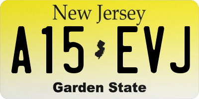 NJ license plate A15EVJ