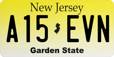NJ license plate A15EVN