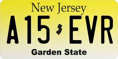 NJ license plate A15EVR