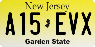NJ license plate A15EVX