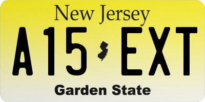 NJ license plate A15EXT