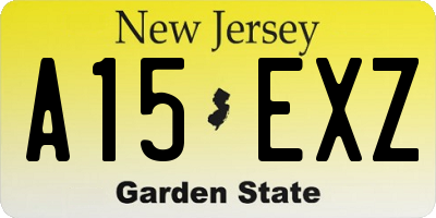 NJ license plate A15EXZ
