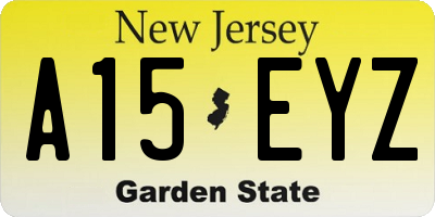 NJ license plate A15EYZ