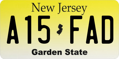 NJ license plate A15FAD