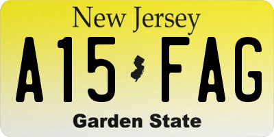 NJ license plate A15FAG
