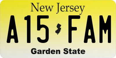 NJ license plate A15FAM